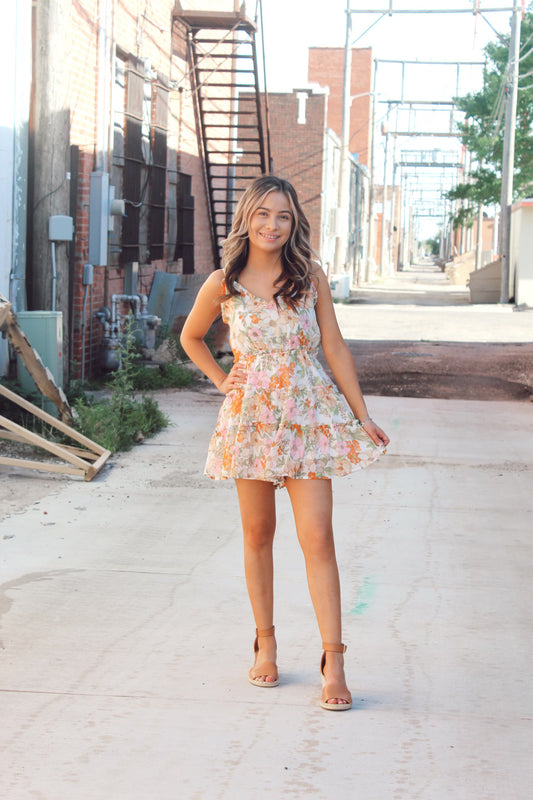 Orange Multi Color Romper