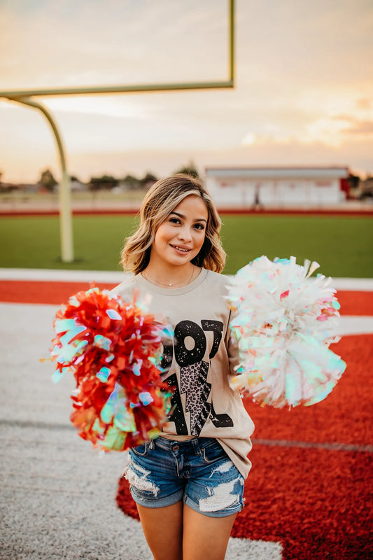 Leopard Lightning Football T-shirt Cream
