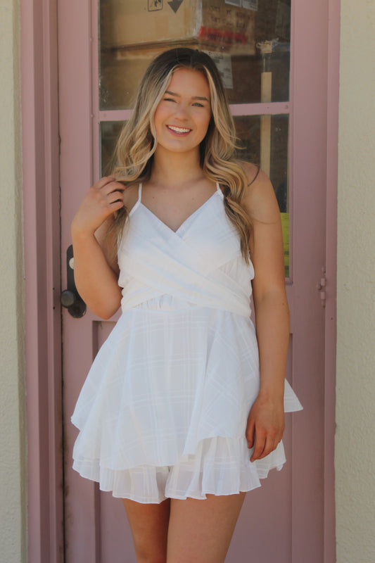 White Backless Romper