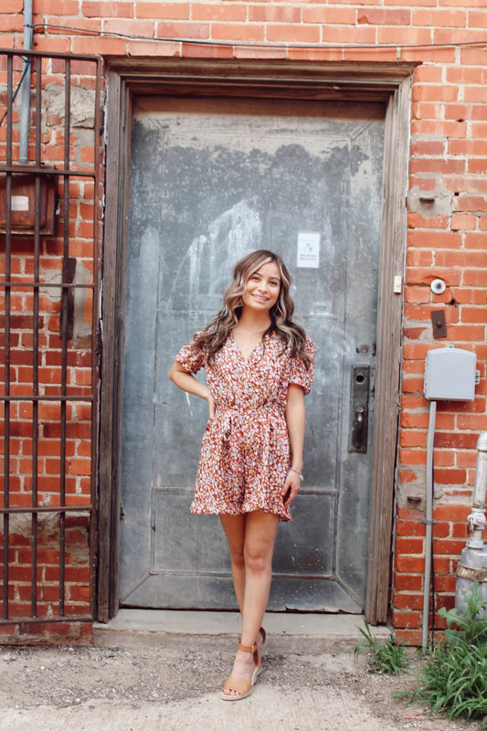 Floral V Neck Romper