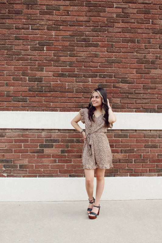 Animal Print Ruffle Romper