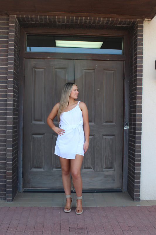 White Woven Romper