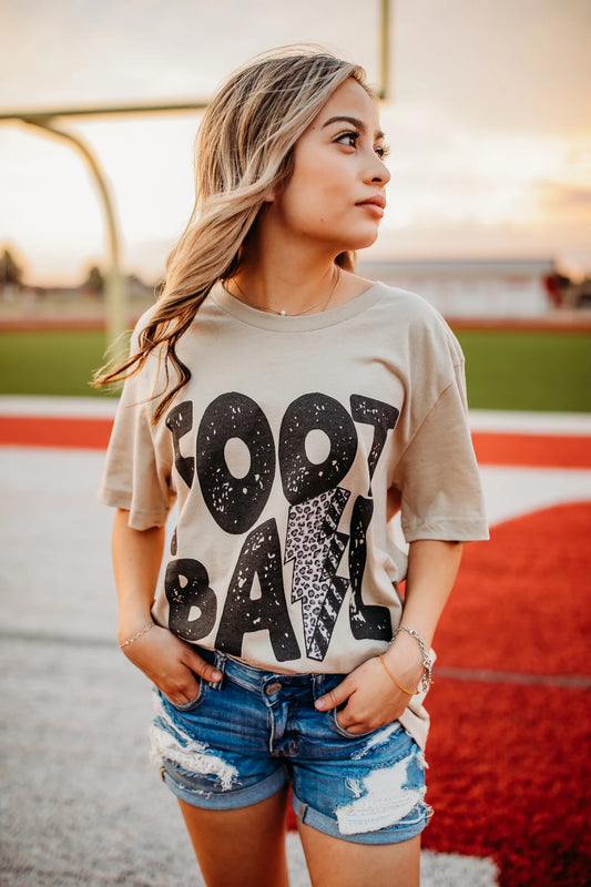 Leopard Lightning Football T-shirt Cream