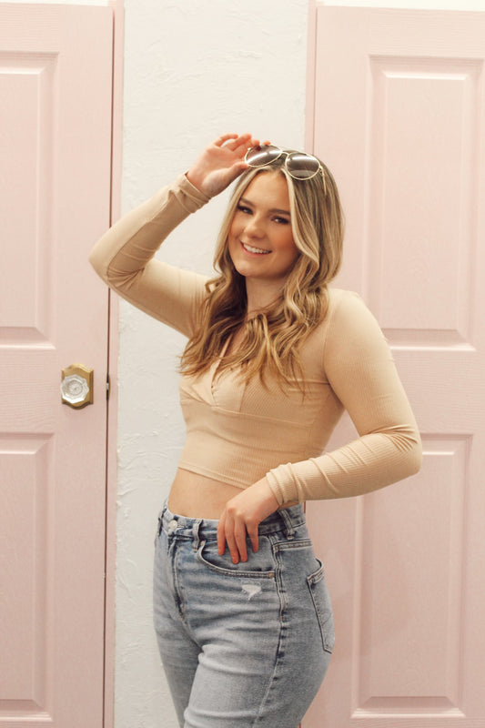 Long Sleeve Ribbed Crop Top