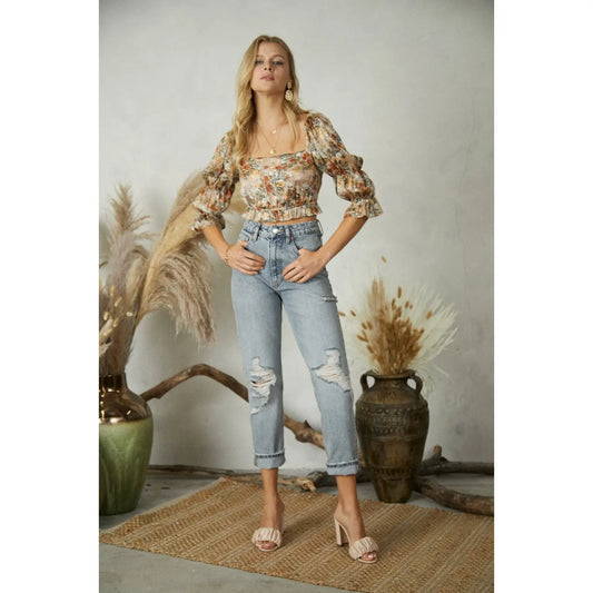 Floral Square Neckline