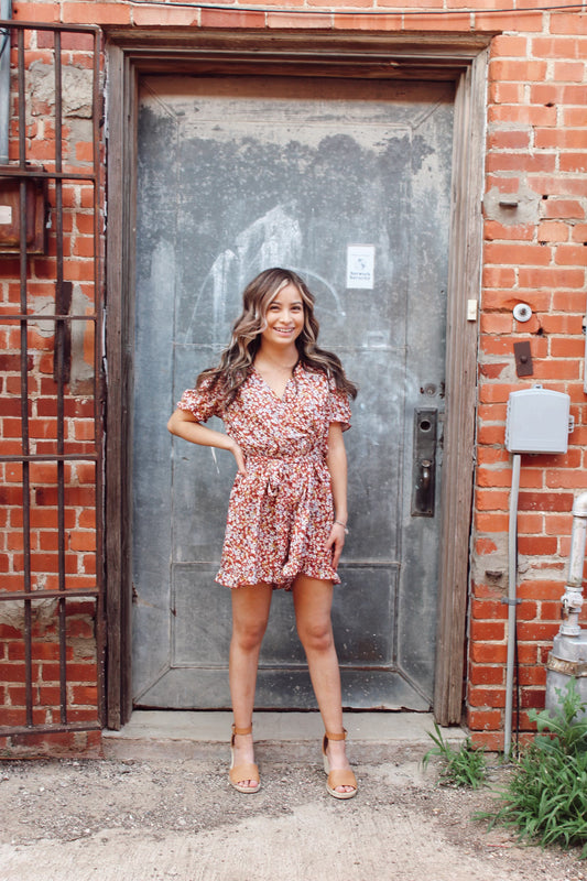Floral V Neck Romper