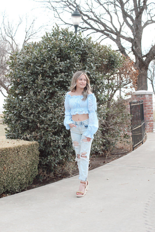 Love Letters Off-the-shoulder Eyelet Top