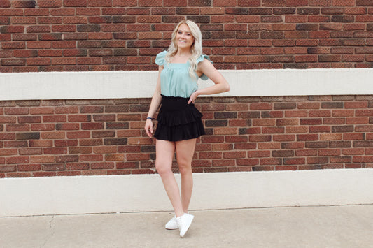 Solid Flutter Sleeve Top Mint