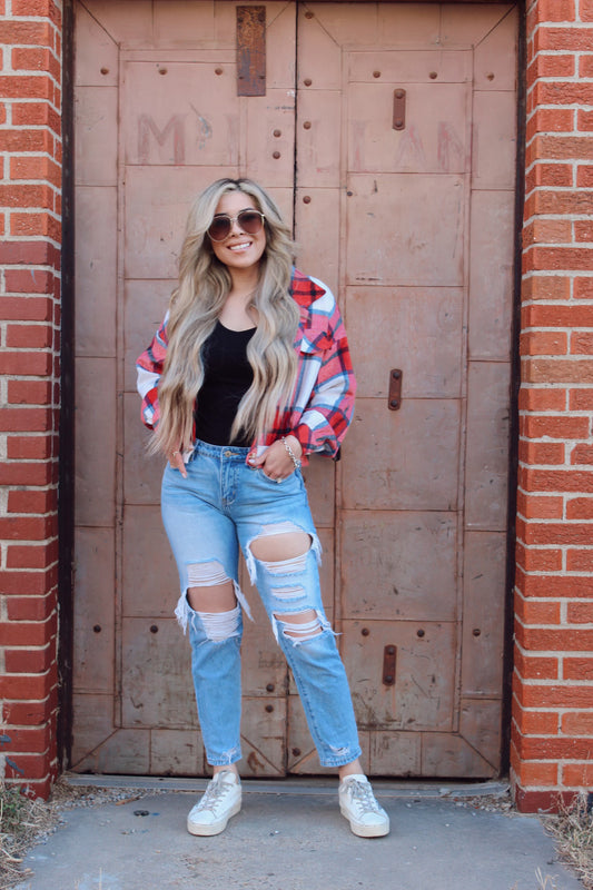 Jingle Red Plaid Shacket