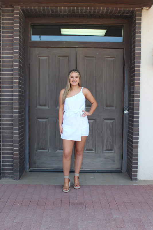 White Woven Romper