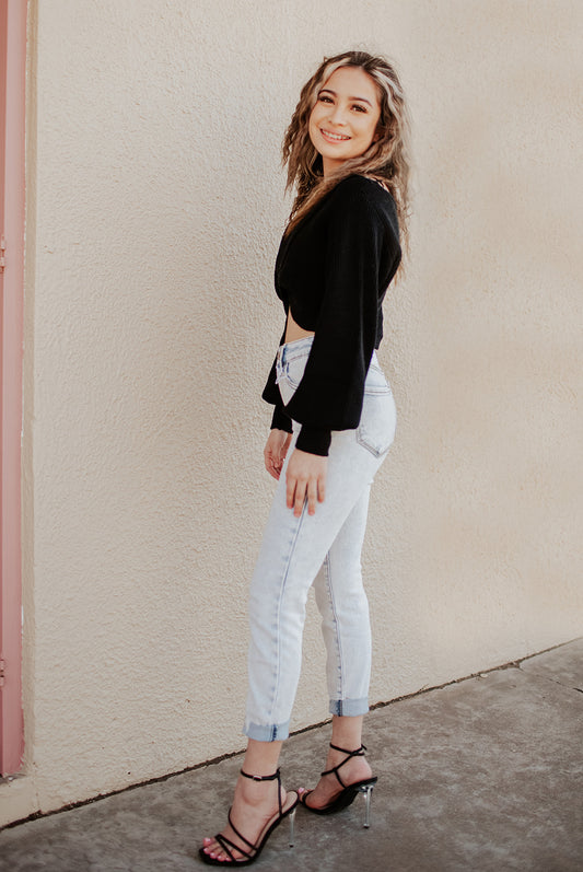 Sweater Knit Twisted Crop Top