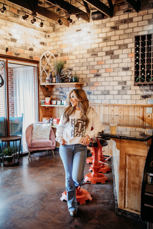 Distressed Football Mama Crewneck Sweater