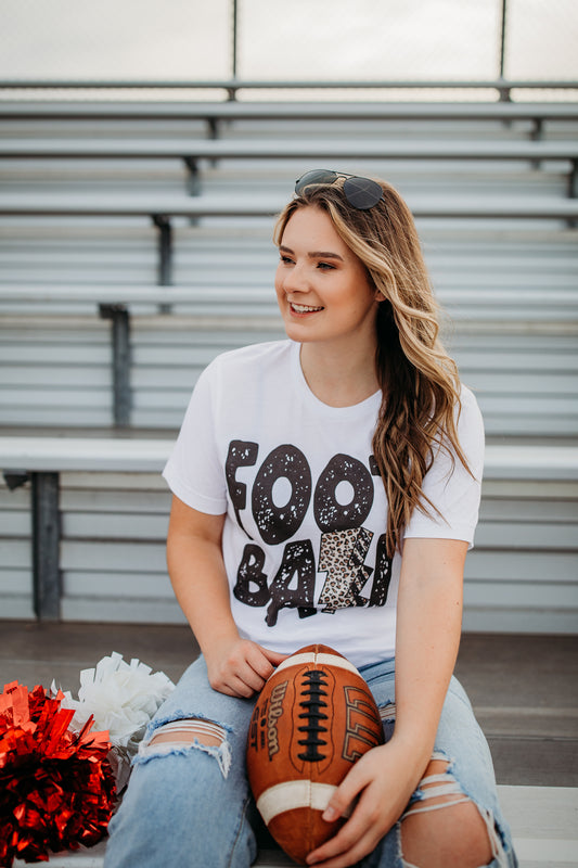Leopard Lightning Football T-shirt White