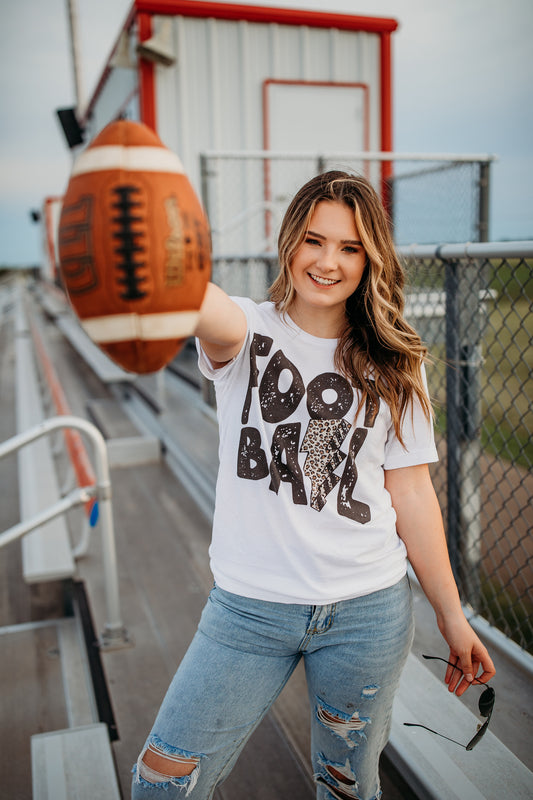 Leopard Lightning Football T-shirt White