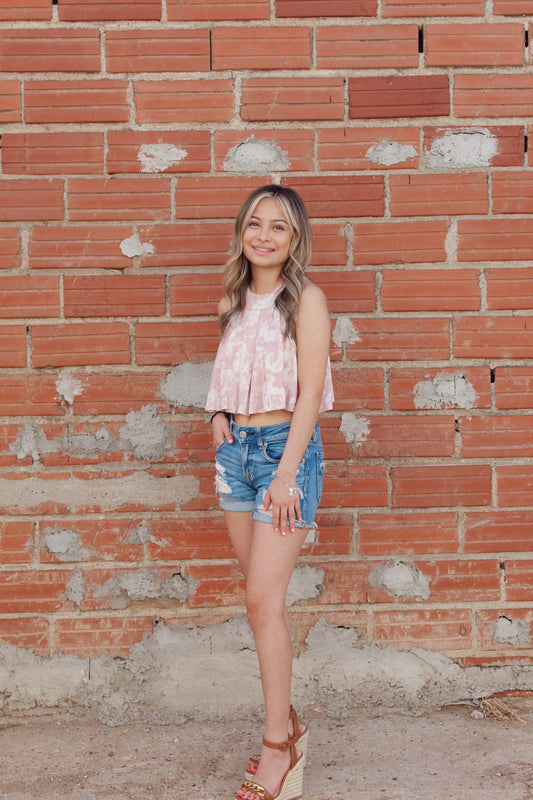 Daisy Pink Floral Crop Top