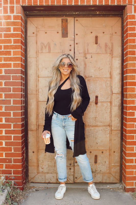 So Charming Black Cardigan