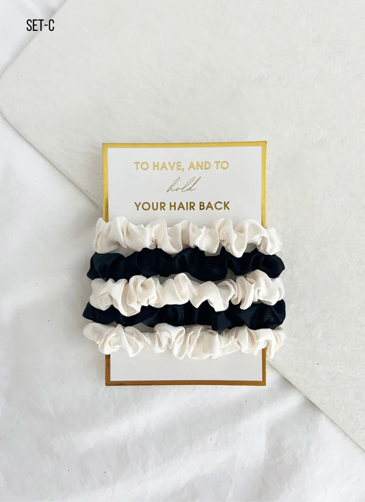 White and Black 5PCS Scrunchies Set (1)